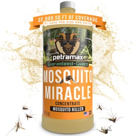 PetraMax Miracle Outdoor Mosquito Spray for Yard - Tested to Kill, Backyard Mosquito Fogger Machine Liquid Concentrate - Pet Safe Fogger Spray - Commercial/Private Pet Friendly Lawn Treatment (32 Oz)