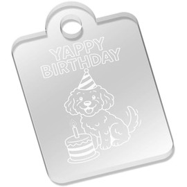 Azeeda 'Yappy Birthday Cockapoo' Laser-Engraved Clear Acrylic Keyring/Keychain/Key Fob/Bag Tag (AK00092164)
