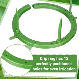 Borimend 4 Set Water Ring 5In W 3 Leg Support Drip Emitter Drip Ring with Built in 1/8 in Barbed Inlet Fitting 3 Removable Stakes Easy Install