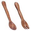 Wallfire 2 Pieces Wooden Spoon Fork Set Reusable Salad Kitchen