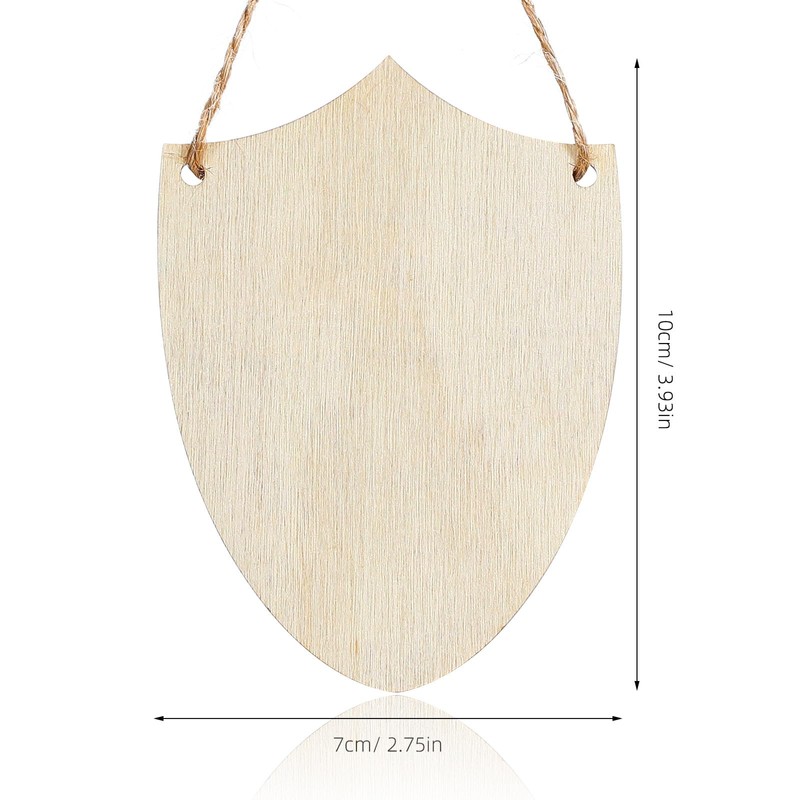 NUOBESTY 20pcs Unfinished Wooden Shield Cutouts for DIY Wood Projects