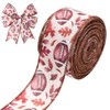 10 Yards Fall Wired Edge Ribbon Football Autumn Leaves Beige