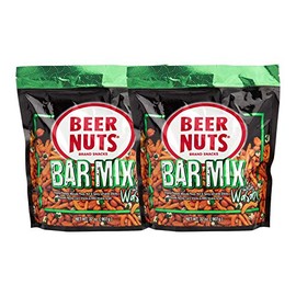BEER NUTS Bar Mix with Wasabi - 32 oz Resealable Bag (Pack of 2), Original Peanuts, Wasabi Peas, Hot & Spicy Sesame Sticks, Pretzel Niblets