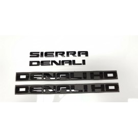 GM 4PCS Gloss Black GMC SIERRA DENALI HD Duramax 2500HD 3500HD Letters Emblem Badge
