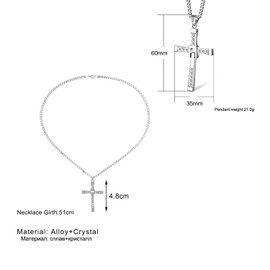 Zaky Pack of 27 Cross Rhinestone Chain Pendant Rhinestone Necklace in Fast and F Vin This Style Pendant Jewellery Sticker Suit, Zinc, Rhinestone
