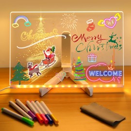 Límite-MX Tablero de Notas LED con Colores, Tablero acrílico de borrado en Seco, Pizarra Luminosa para Colorea con Soporte y 7 Bolígrafos de Colores, Para Oficinas, Escuelas, Familias(30 * 20CM)