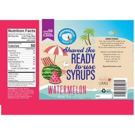 🍉 Watermelon Hawaiian 🍧 Snow Cone Syrup | slushie, icee, flavor syrup for coffee ☕️ cocktail flavors 🍹 Made with 100% Pure Cane Sugar NO CORN SYRUP Ready to Use Quart - 32 Fl Oz