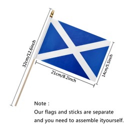 TSMD Scotland Stick Flag Scottish Small Mini Hand Held Flags,5x8 Inch,12 Pack