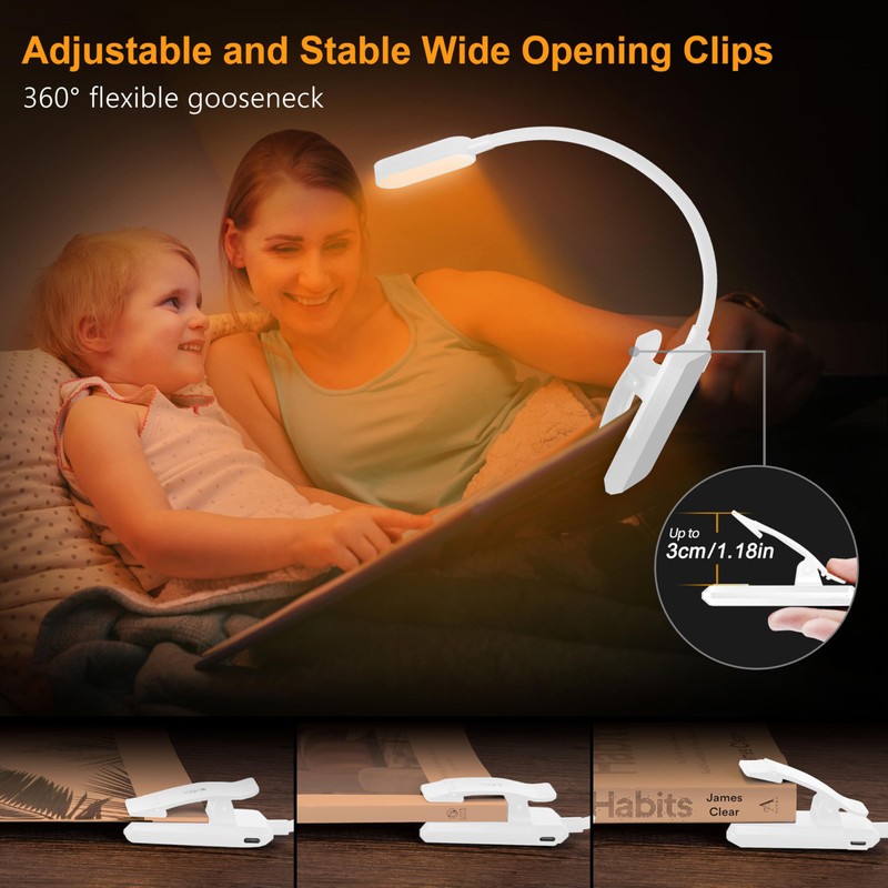 Gritin 16 LED Rechargeable Book Light for Reading in Bed-