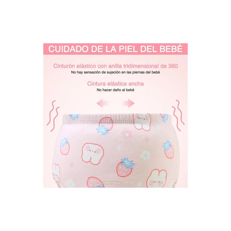 6 Pañales Entrenadores Reutilizables Ecológico Algodón Niñas