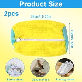 Pack of 2 Laundry Net Shoes, Shoe Wash Bag Washing Machine, Shoe Bag Washing Machine with Zip, Shoe Wash Bag with 360° Cleaning Fluff, Increased Inner Friction, for Trainers, Socks, d'Alene to