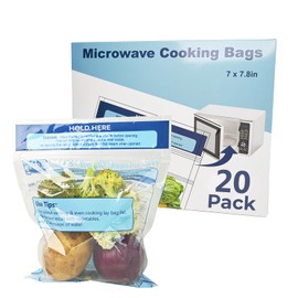 20 Pack Steam Cooking Bags, Microwave Steamer Bags for Vegetables, Seafood and Meat, Microwave and Freezer Safe