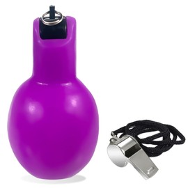 Dingfeiyu 1 x Hand Whistle with 1 x Stainless Steel Sports Whistle, Whistle for Trainer, Referee, Sports Teacher, Dog Trainer, Whistle Loud Emergency, Trainer Accessories Football (Purple)
