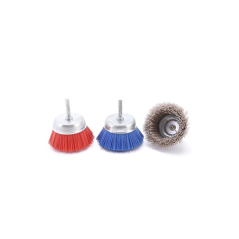 XIAOJUN 3Pcs 3Inch Nylon Filament Abrasive Wire Cup Brush Kit