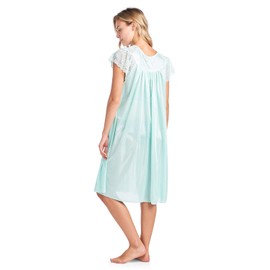 Casual Nights Women's Fancy Lace Neckline Silky Tricot Nightgown - Mint Green - X-Large