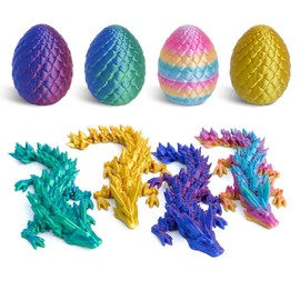 Flavery 3D gedruckte Drachen im Ei-Flexible Kristalldrache innen, Osterei, 3D Fidget Spielzeug, Geburtstagsgeschenk, Schreibtisch Haustier Figur