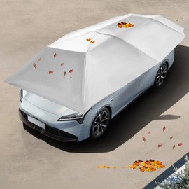 Car Umbrella, Car Cover Tent, Removable Carport Folding Portable Automotive Awning Cover, Sun Protection Shade Tent for Vehicles with Carrying Bag, 165.35 Inches Length (Silver Gray)
