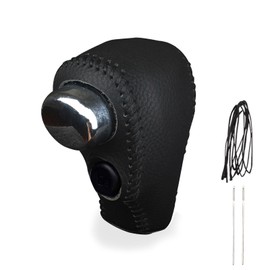 QNEBDFC Leather Car Gear Shift Knob Cover for Honda CR-V 2007-2011, Auto Gear Shift Head Cover with Needle & Thread Shift Transimission Lever Protector Trim-Lychee Black line