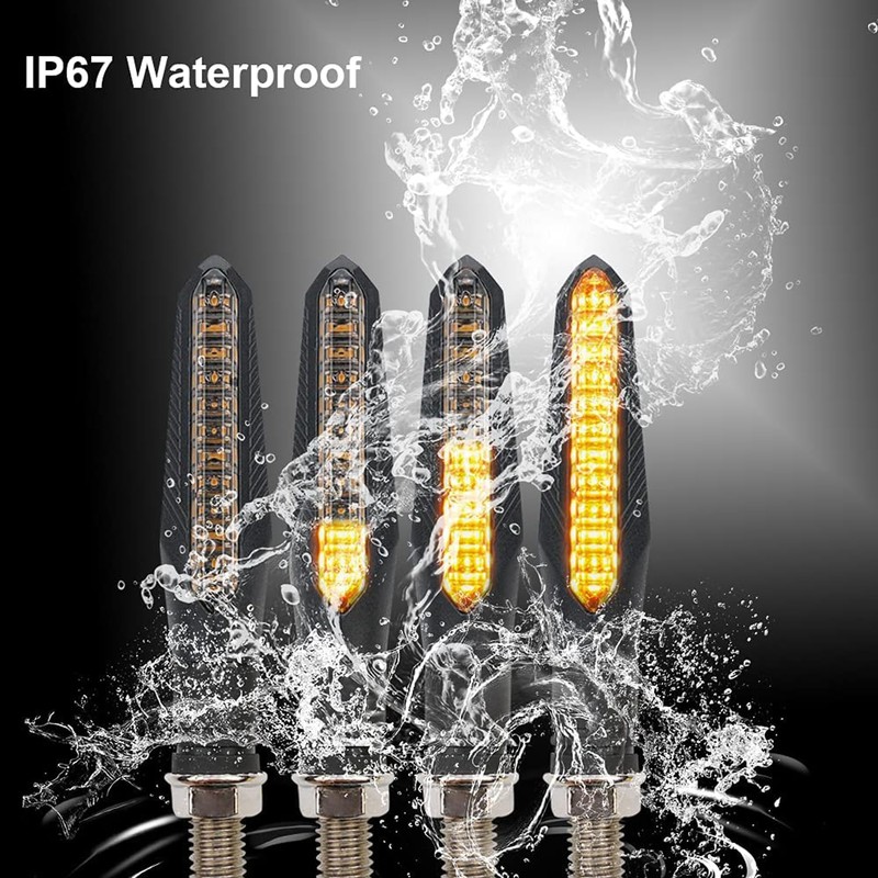 4PCS Motorcycle LED Turn Signal Flowing Water Light Amber Blinker
