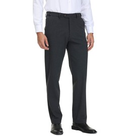 Soojun Men's Modern Fit Expandable Waist Premium Comfort Dress Pant, Charcoal Heather, 38Wx32L