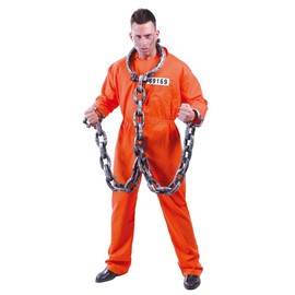 FIESTAS GUIRCA Inmate costume convicted orange prison suit size M 38-40