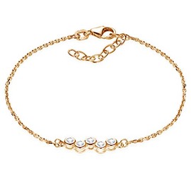 Materia SA-111 Rose Gold Women's Cubic Zirconia Bracelet 925 Silver Bracelet 16-18.5 cm Adjustable Rose Gold-Plated in Case, Sterling Silver, Cubic Zirconia