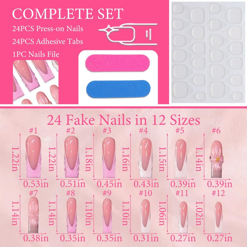 French Press-on Nails, Glossy False Nails Long, Square False Nails