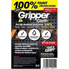Vinyl DUST Sheet Non Slip - Safety Paint Proof DUST Sheet Trade OR DIY by GRIPPER CLOTH 4' x 24' (120CM x 720CM)