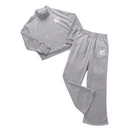 VIPWOLF Men's Sweatsuits 2 Piece Set Letter Graphic Quarter Zip Pullover Top and Baggy Sweatpants Jogging Suits Light Grey Small