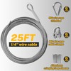 1/4" Wire Rope,25FT 304 Stainless Steel Wire Cable Kit,7x19 Strand