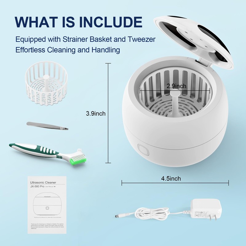 Upgraded Ultrasonic Retainer Cleaner, 45kHz Retainer Cleaner Machine for Denture