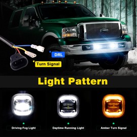 REALOVE LED Fog Light Assembly for FORD F250 F350 F450 F550 Super Duty 2005 2006 2007 Bumper Driving Fog Lamp Kit with DRL & Turn Signal 1 Pair