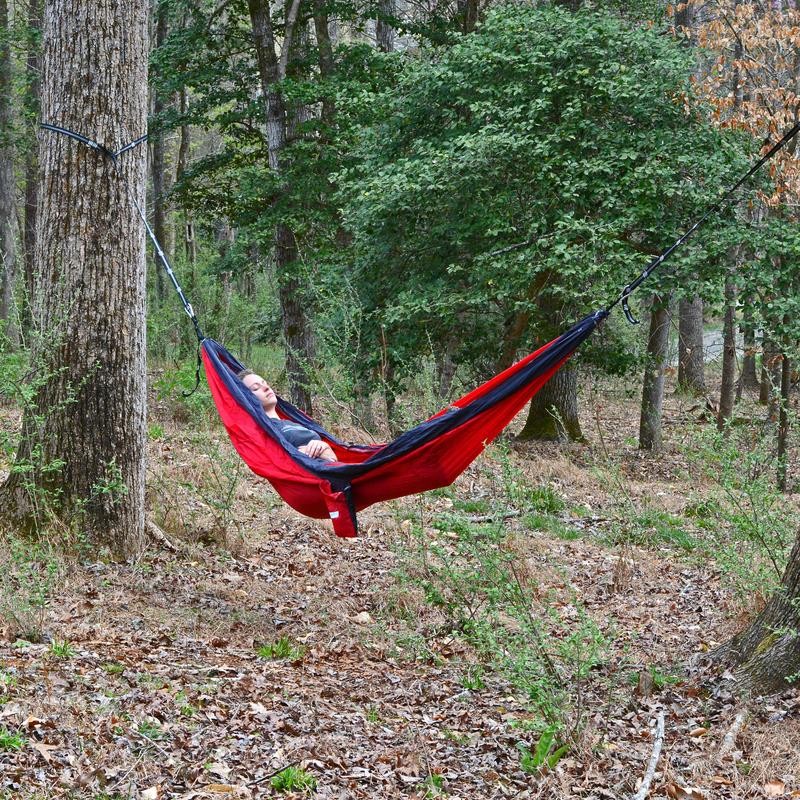 GO2 Traveler Nylon Hammock - Camping Hammock - Color: Orange/Navy