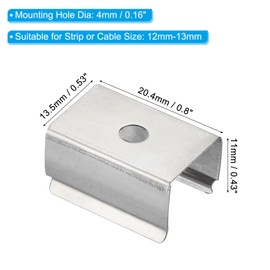 PATIKIL LED Strip Light Clips, 100 Pack Mounting Bracket Fixing Clips Stainless Steel Clamp Holders with Screws for 12mm-13mm Neon RGB Light Cable Ribbon