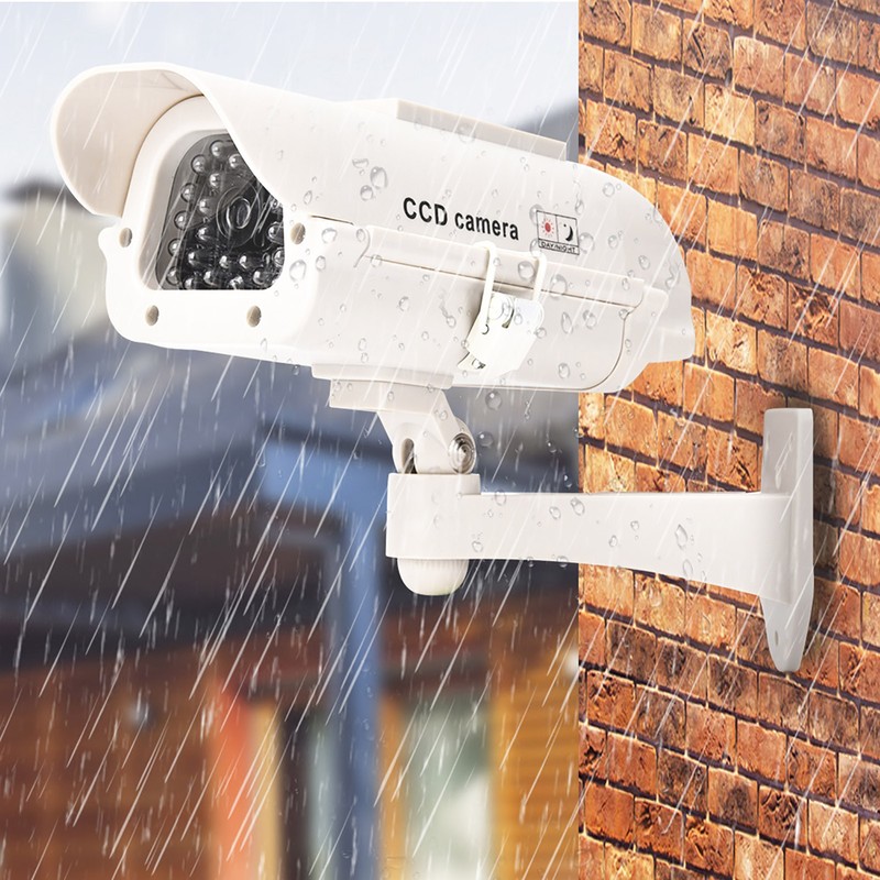 Solar Power Dummy Fake Camera Home Surveillance Simulation Waterproof Monitor