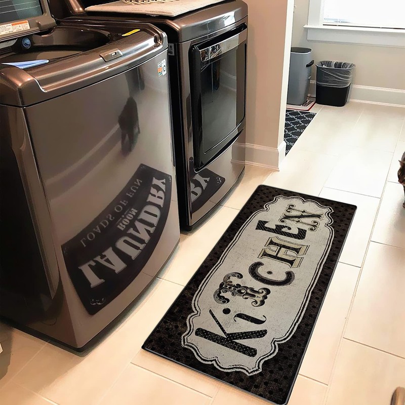Kitchen Rug 20"×48", Antique Non-Slip Kitchen Floor Mat Durable Natural