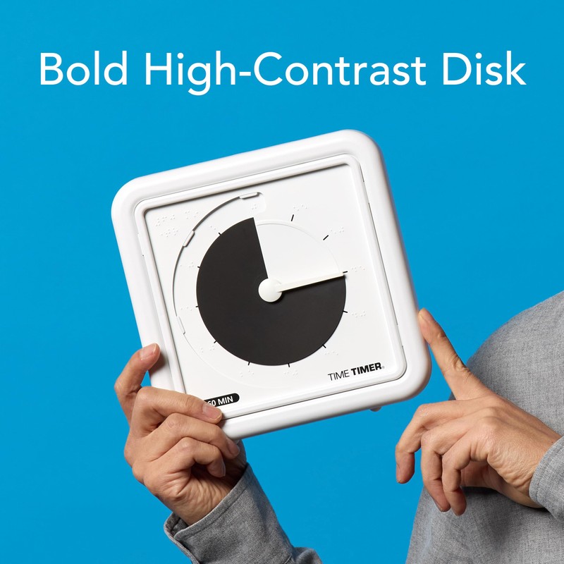 Time Timer® Numberless Braille 8-Inch Visual Timer – 60-Minute Countdown