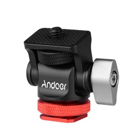 Andoer Mini Monitor Mount Tripod Head Cold Shoe Adapter Aluminum Alloy 1/4 Inch Screw for Mounting Camera Monitor Flash Microphone LED Fill Light (Red)