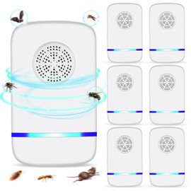 Ultrasonic Pest Repeller Indoor 6 Pcs, Electronic Pest Mouse Repellent Ultrasonic Plug in for Mosquito, Mice, Ant, Roach, Fleas, Spider, Bug for Home Hotel Garage Office