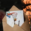 Artery8 Greeting Card Basketball Player Jump Hoop Sport Watercolour For