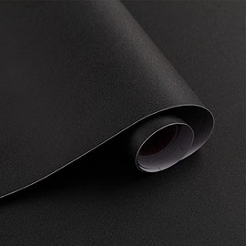15.7"X118"Black Wallpaper Black Contact Paper Waterproof Peel and Stick Self Adhesive Wallpaper Removable Easy to Clean Vinyl Film Decorative for Desk Wallcovering Furniture Countertop Cabinet