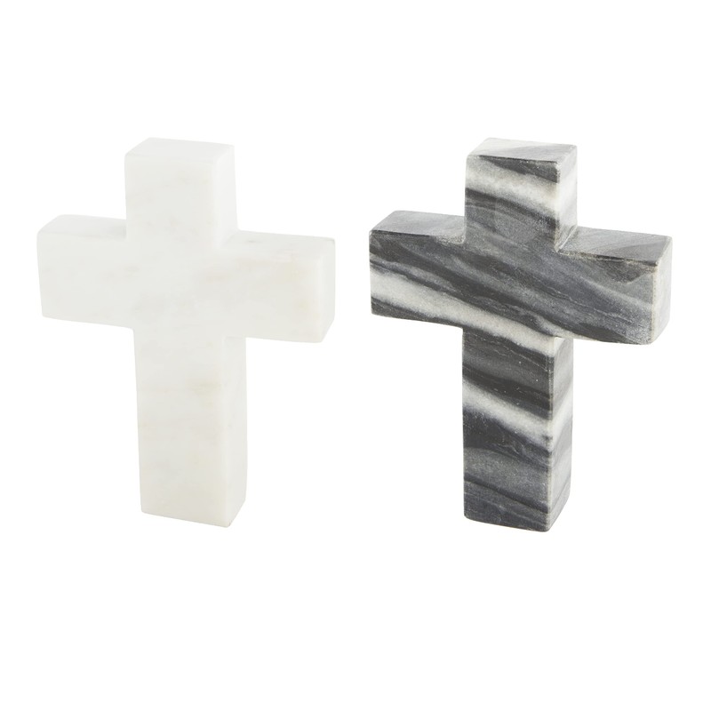 Mud Pie Marble Cross, White, 6" x 4.5", 1 Count