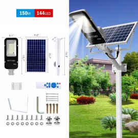 150W Commercial Solar Street Light LED Outdoor IP65 Dusk-to-Dawn Road Lamp+pole