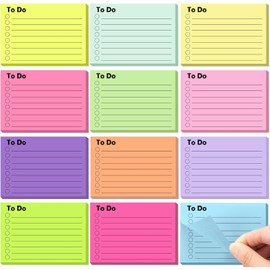 to Do List Sticky Notes, 600 Sheets of 3x4 Inch Lined Post Notes, 12 Colours Post Its Memo for Home Office School Planner Reminder Supplies