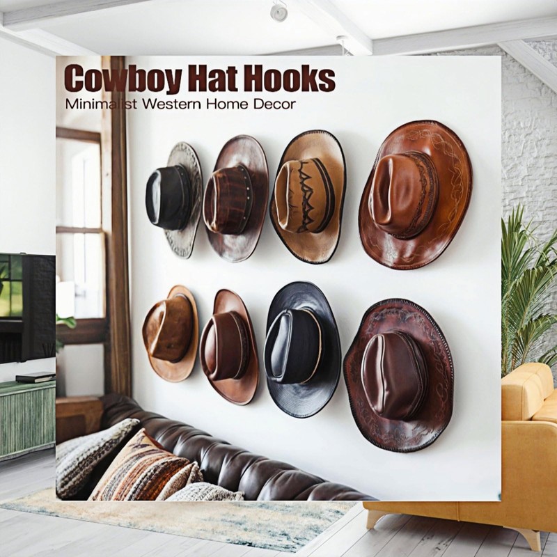 YVYAVGE 8 Pack Hat Hooks for Wall,Heavy-Duty Adhesive Cowboy Hat