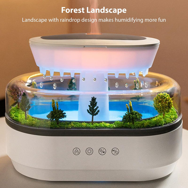 Irishom Raindrop Humidifier Machine LED Lights Drip Music Bedroom (US