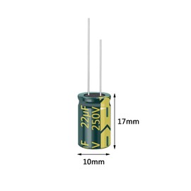 Cermant 10Pcs 250v 22uf Capacitor 10x17MM(0.4x0.67in) High Frequency Aluminum Electrolytic Capacitors for TV, LCD Monitor, Game
