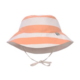 LÄSSIG Baby Children's Sun Hat Beach Hat Summer Hat Sun Protection Children's Hat Baby Hat Reversible Breathable UV Protection 80 Sun Protection Bucket Hat Block Stripes Milky/Peach 03-06 Months Size: