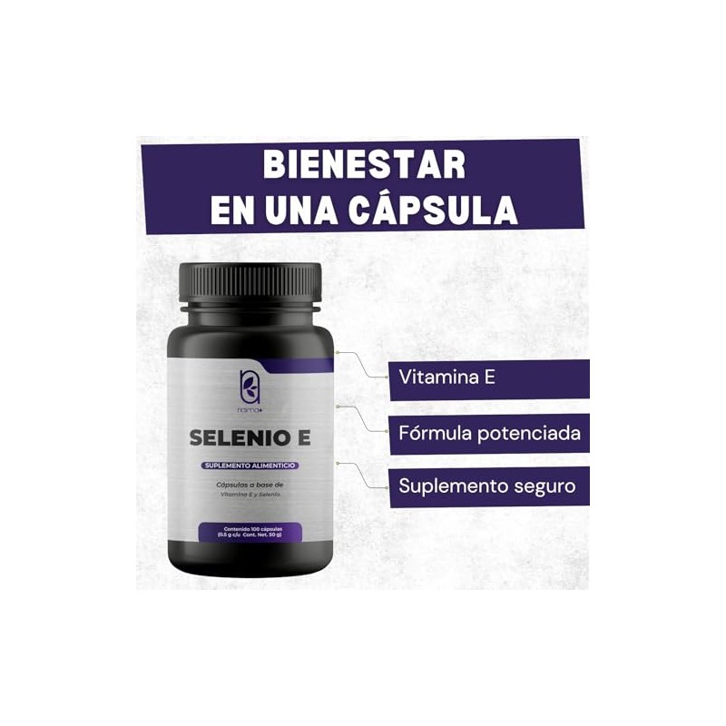 NAIMA Selenio Y Vitamina E, 100 Cápsulas | 100mcg de