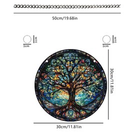 Tree of Life Stained Glass Window Hangings with Chain – Acrylic Tree Ornament for Garden, Patio and Indoor Decor, Housewarming Gift for Mom, Grandma and Nature Lovers